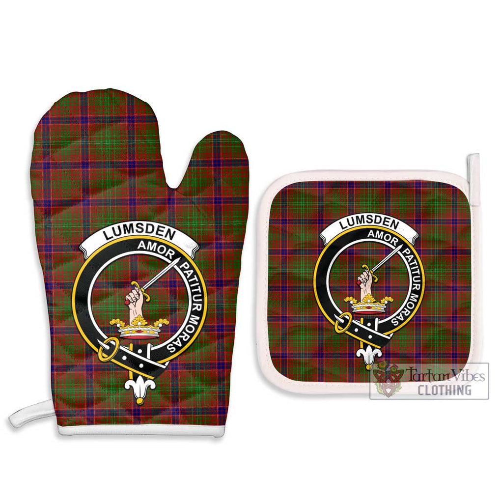 Lumsden Tartan Combo Oven Mitt & Pot-Holder with Family Crest Combo 1 Oven Mitt & 2 Pot-Holder White - Tartan Vibes Clothing