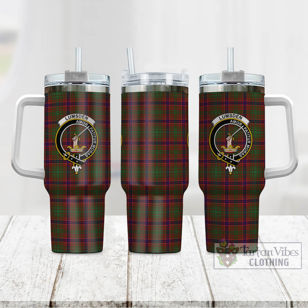 Tartan Vibes Clothing Lumsden Tartan and Family Crest Tumbler with Handle