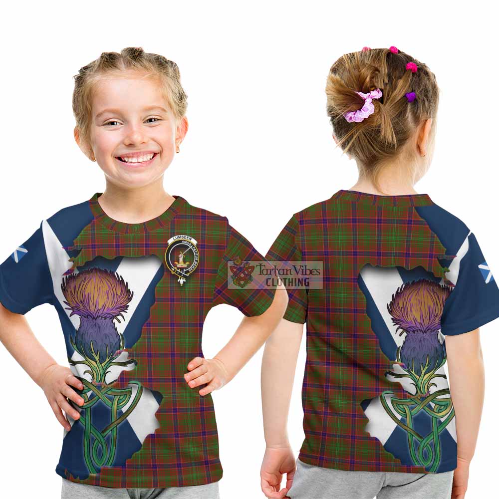 Tartan Vibes Clothing Lumsden Tartan Family Crest Kid T-Shirt Scottish Thistle Celtic Inspired