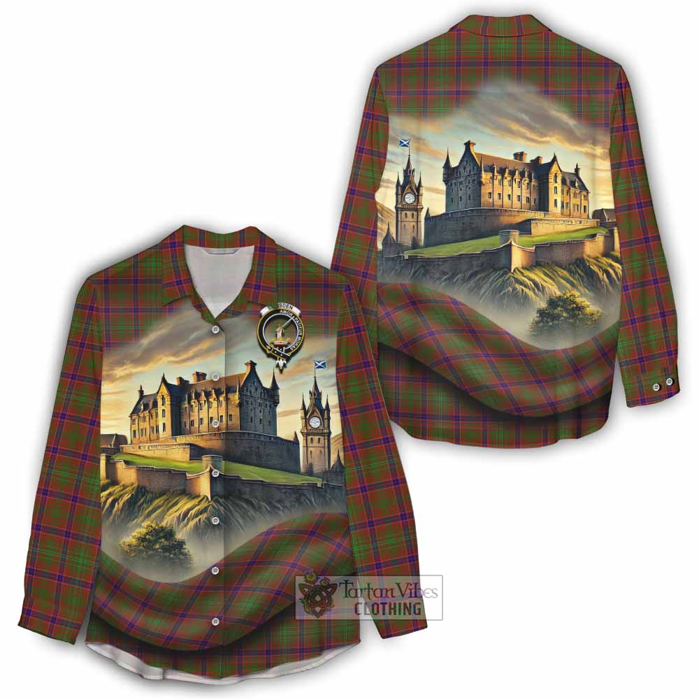 Tartan Vibes Clothing Lumsden Tartan Family Crest Women's Casual Shirt with Scottish Ancient Castle Style