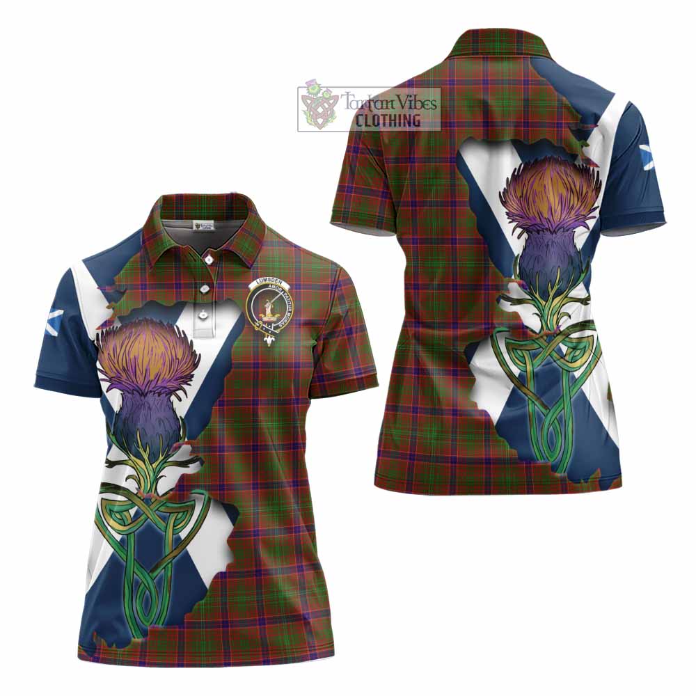 Tartan Vibes Clothing Lumsden Tartan Family Crest Women's Polo Shirt Scottish Thistle Celtic Inspired