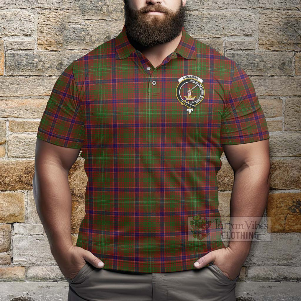 Tartan Vibes Clothing Lumsden Tartan Polo Shirt with Family Crest Celtic Skull Style