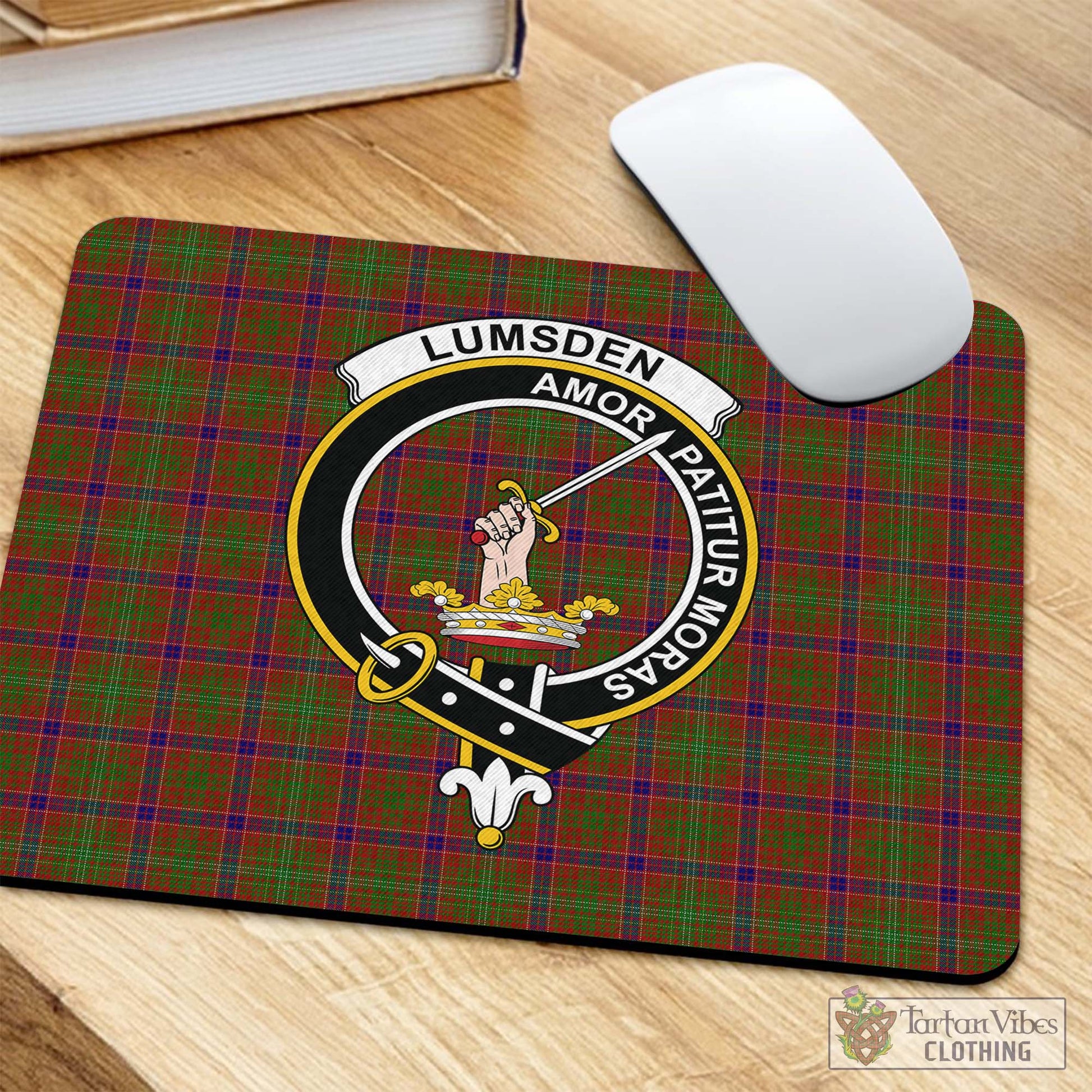 Tartan Vibes Clothing Lumsden Tartan Mouse Pad with Family Crest