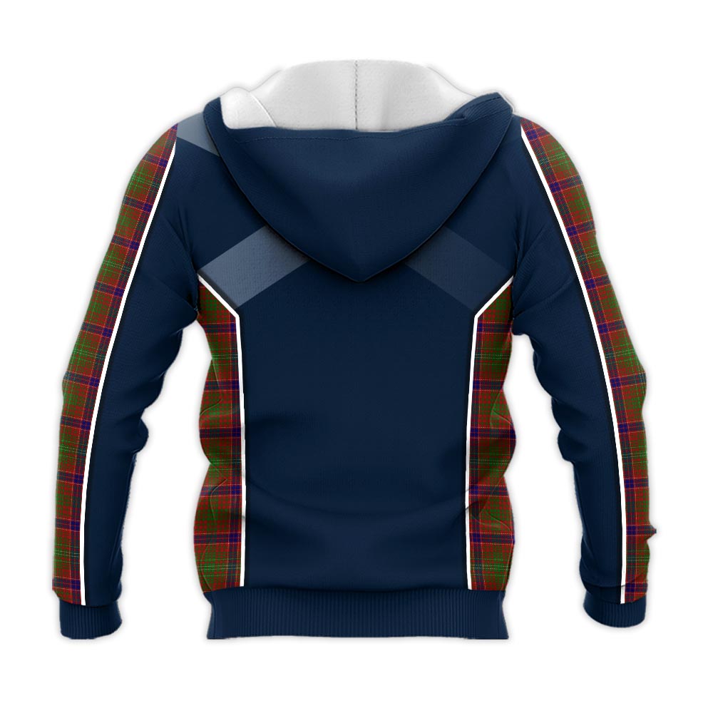 Tartan Vibes Clothing Lumsden Tartan Knitted Hoodie with Family Crest and Scottish Thistle Vibes Sport Style