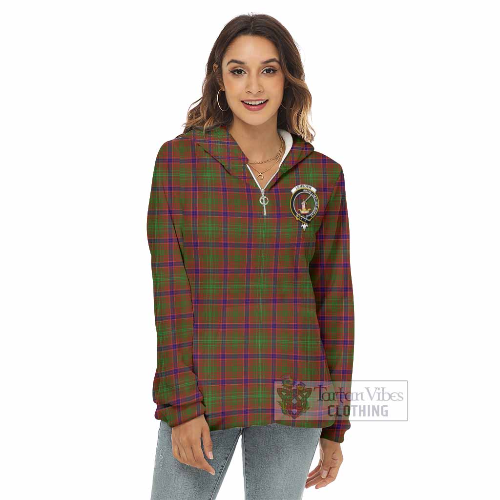 Tartan Vibes Clothing Lumsden Tartan Crest Women's Borg  Half Zip Fleece Hoodie
