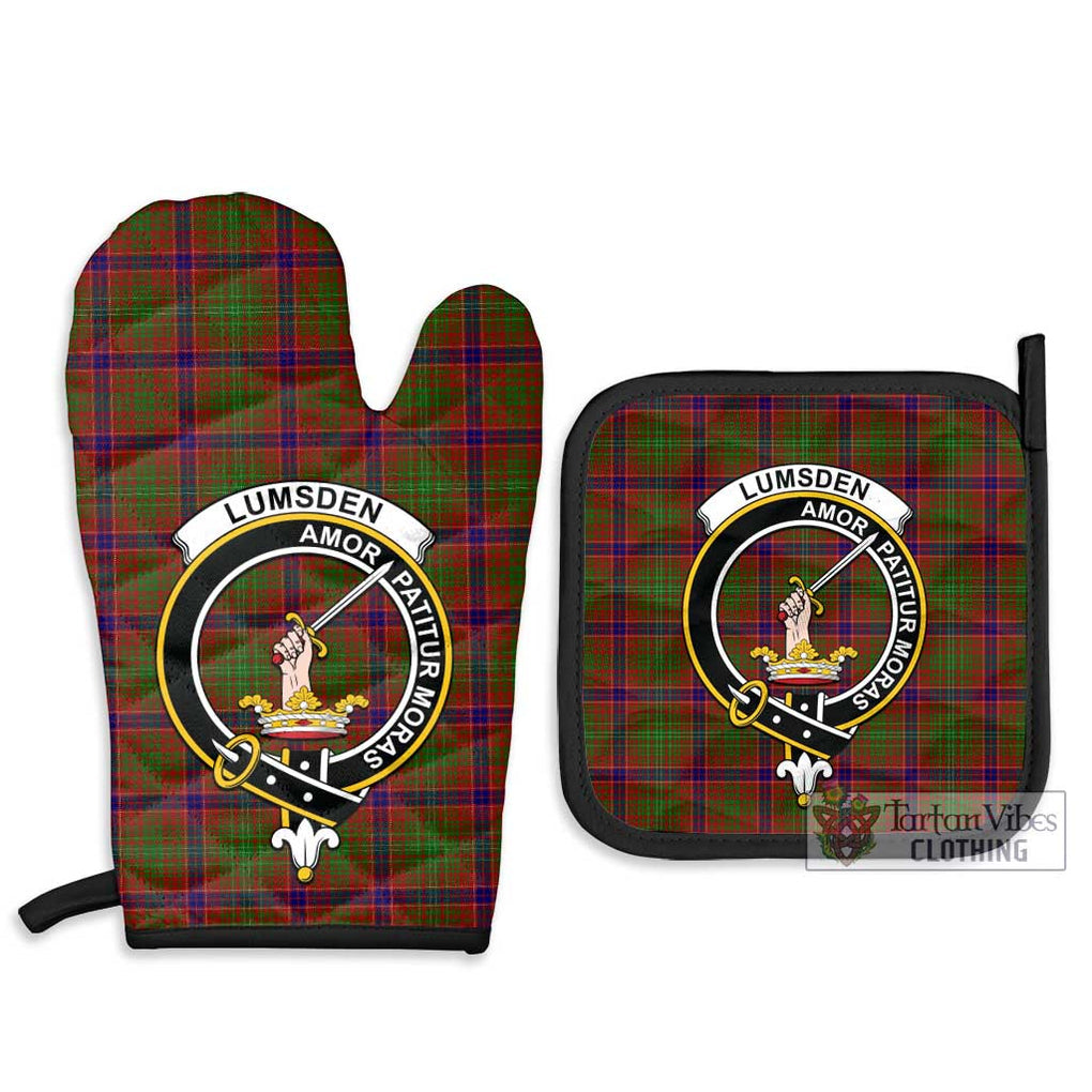 Lumsden Tartan Combo Oven Mitt & Pot-Holder with Family Crest Combo 1 Oven Mitt & 2 Pot-Holder Black - Tartan Vibes Clothing
