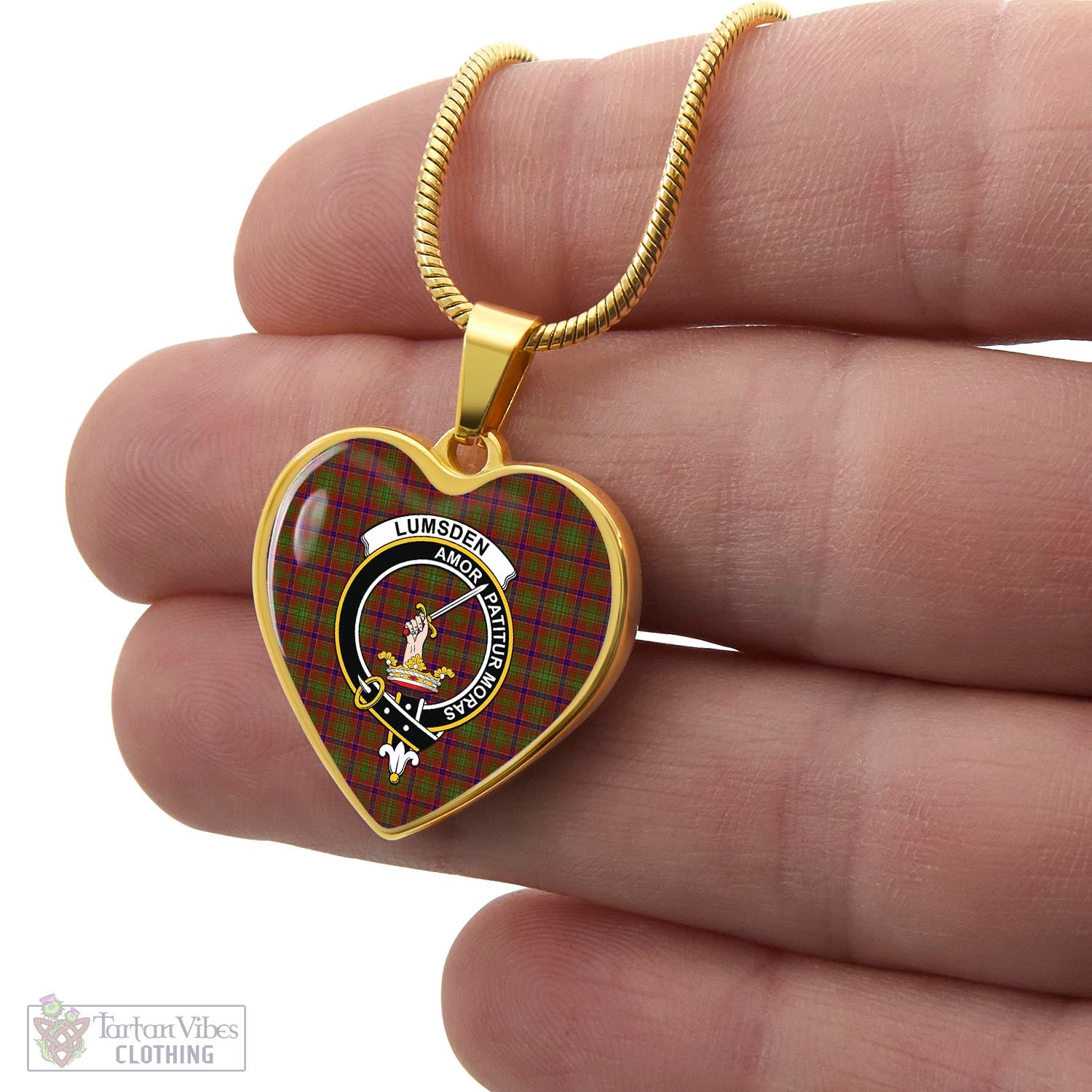 Tartan Vibes Clothing Lumsden Tartan Heart Necklace with Family Crest