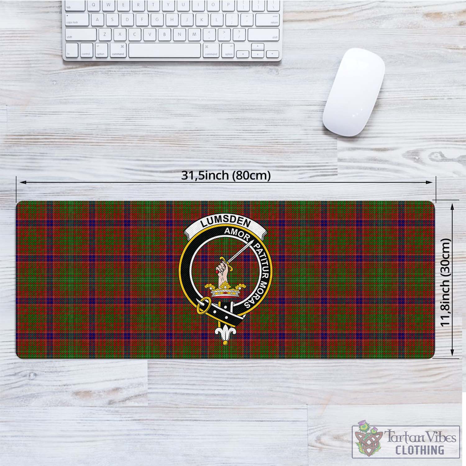 Tartan Vibes Clothing Lumsden Tartan Mouse Pad with Family Crest