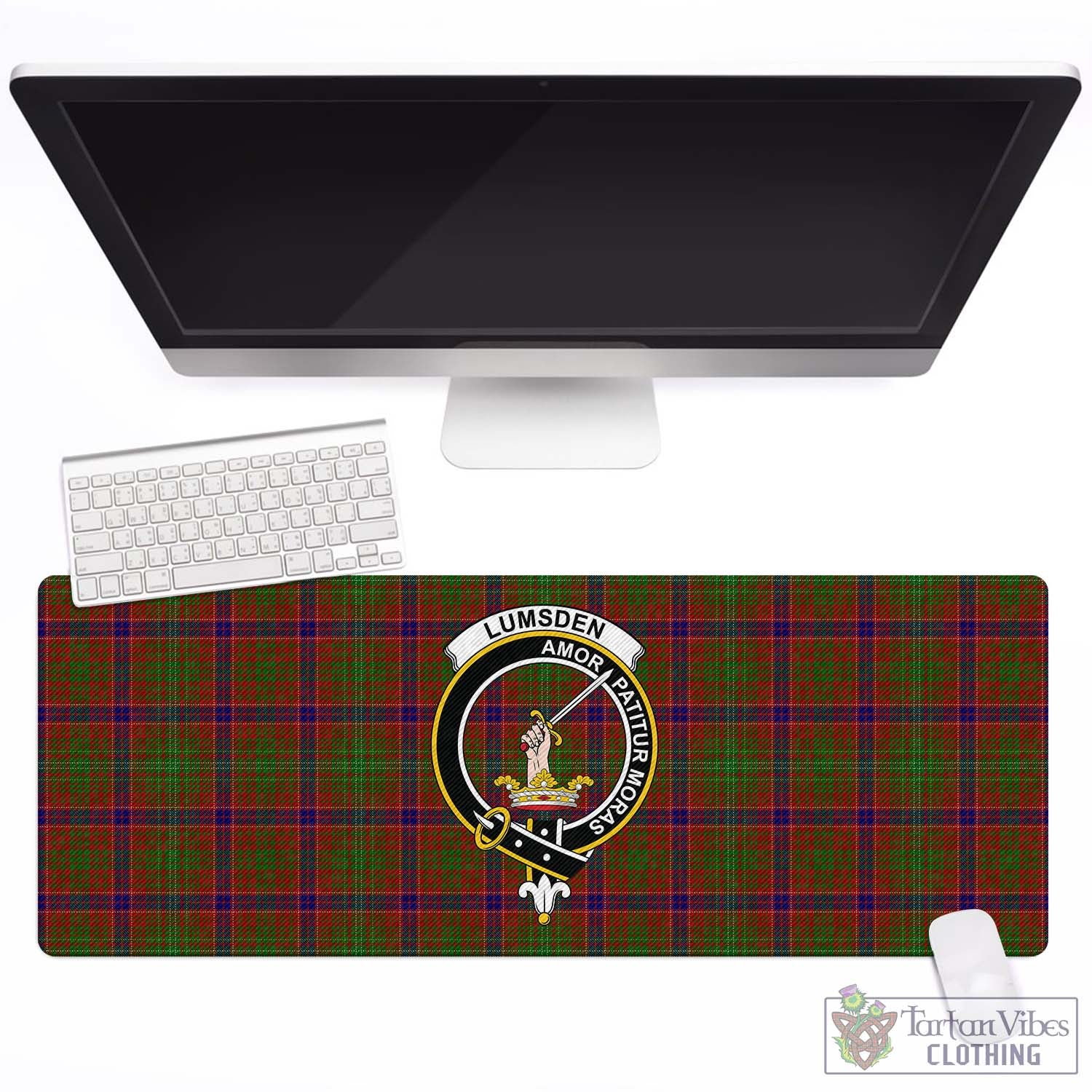 Tartan Vibes Clothing Lumsden Tartan Mouse Pad with Family Crest