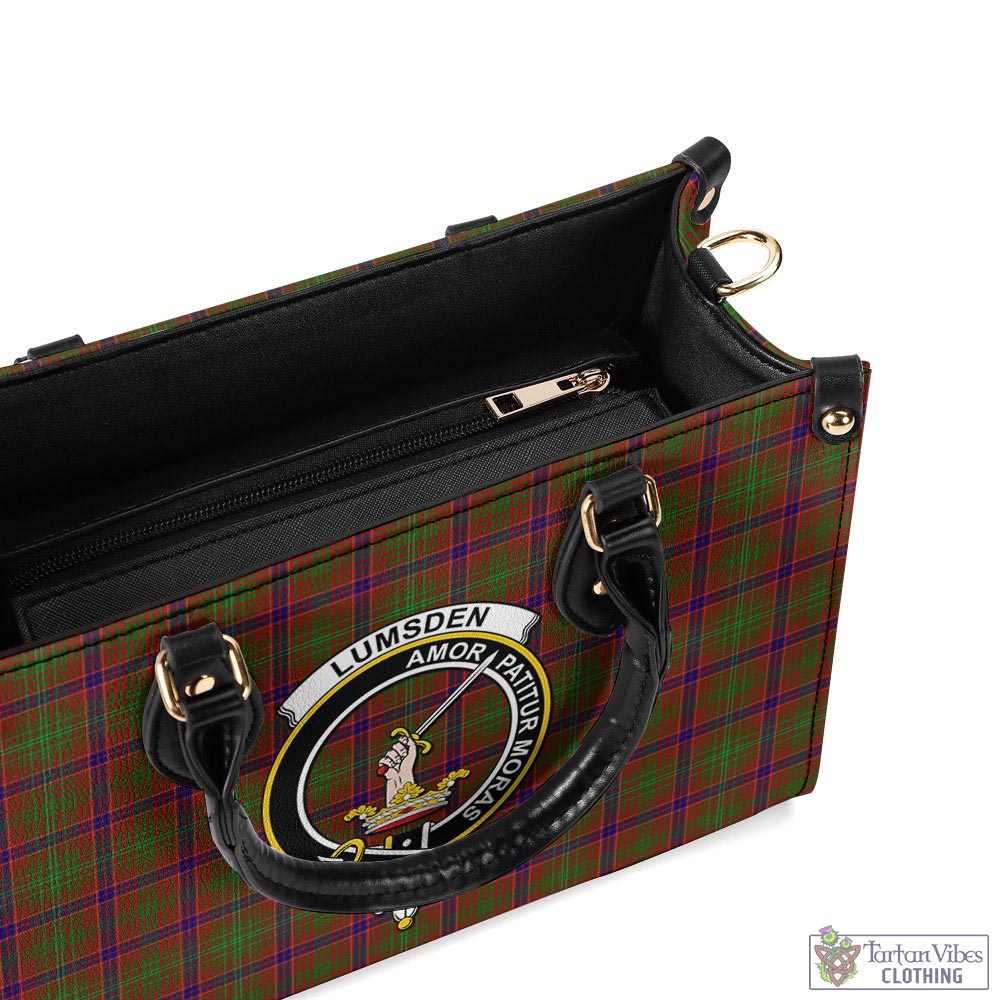 Tartan Vibes Clothing Lumsden Tartan Luxury Leather Handbags with Family Crest