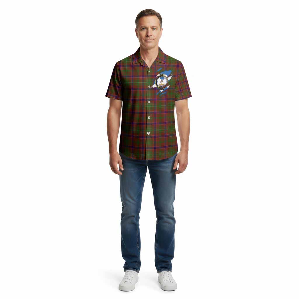 Lumsden Clan Crest In Me Tartan Cotton Hawaiian Shirt Scotland Flag Style