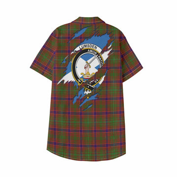 Lumsden Clan Crest In Me Tartan Kid Hawaiian Shirt Scotland Flag Style