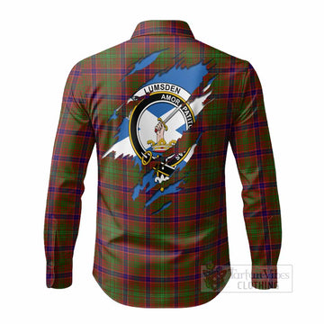 Lumsden Clan Crest In Me Tartan Long Sleeve Button Shirts Scotland Flag Style
