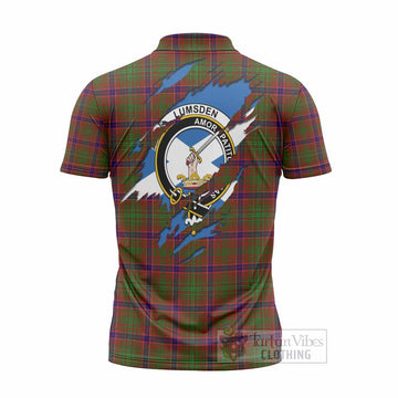 Lumsden Clan Crest In Me Tartan Zipper Polo Shirt Scotland Flag Style