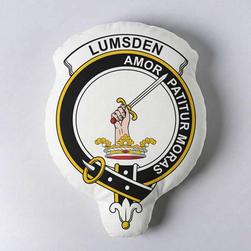 Lumsden Clan Crest Shaped Throw Pillow, Scottish Clan Badge Decorative Pillow