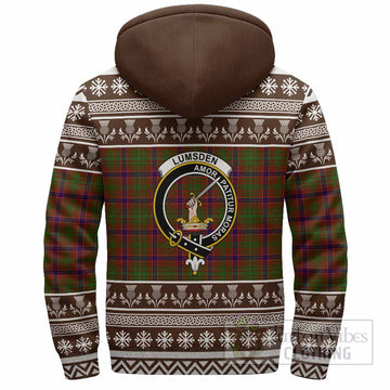 Lumsden Clan Tartan Christmas Fleece Hoodie with Family Crest