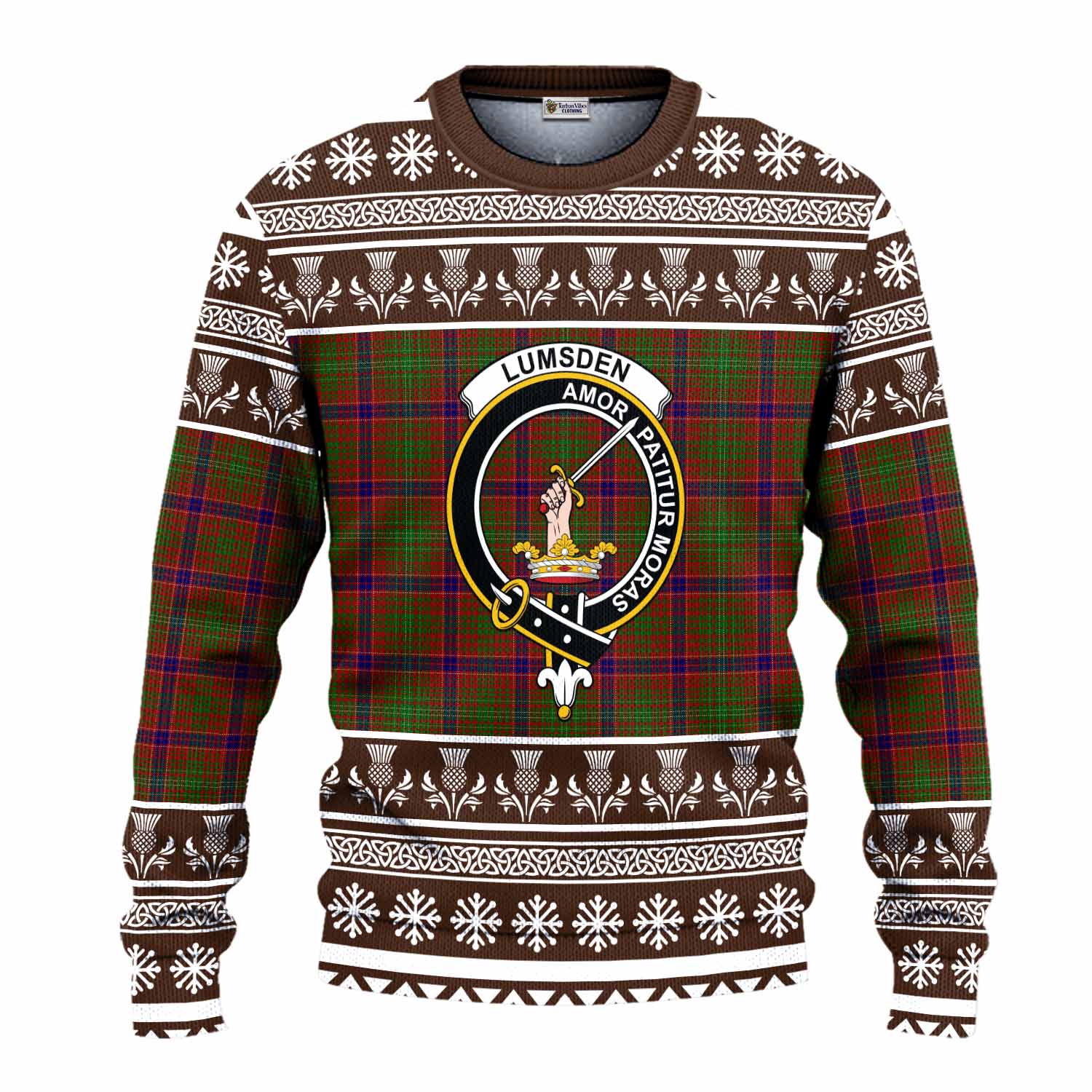 Lumsden Clan Tartan Christmas Ugly Sweater with Family Crest - Tartan Vibes Clothing