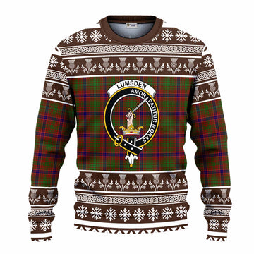 Lumsden Clan Tartan Christmas Ugly Sweater with Family Crest