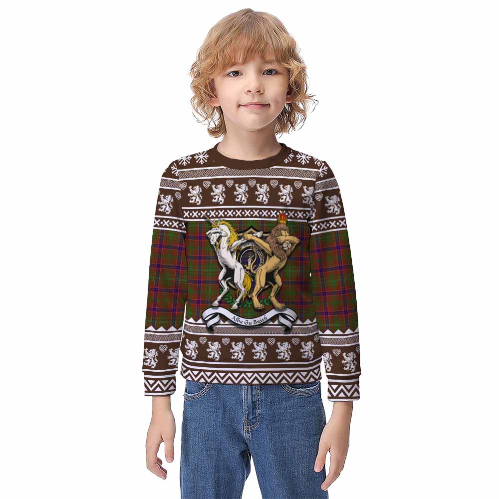 Lumsden Clan Tartan Crest Christmas Kid Ugly Sweatshirt Coat of Arms Funny Style - Tartan Vibes Clothing