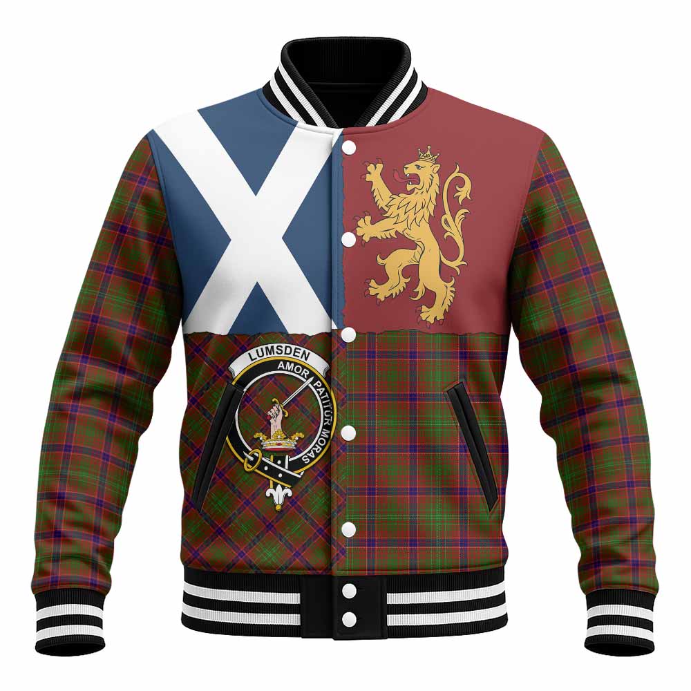 Lumsden Crest Tartan Baseball Jacket with Lion Rampant Saltire Style