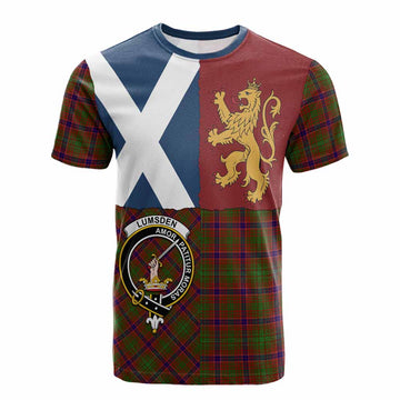 Lumsden Crest Tartan Cotton T-shirt with Lion Rampant Saltire Style