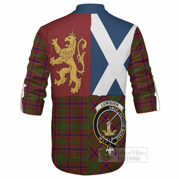 Lumsden Crest Tartan Ghillie Shirt with Lion Rampant Saltire Style