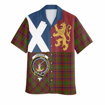 Lumsden Crest Tartan Hawaiian Shirt with Lion Rampant Saltire Style