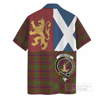 Lumsden Crest Tartan Hawaiian Shirt with Lion Rampant Saltire Style