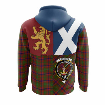 Lumsden Crest Tartan Hoodie with Lion Rampant Saltire Style