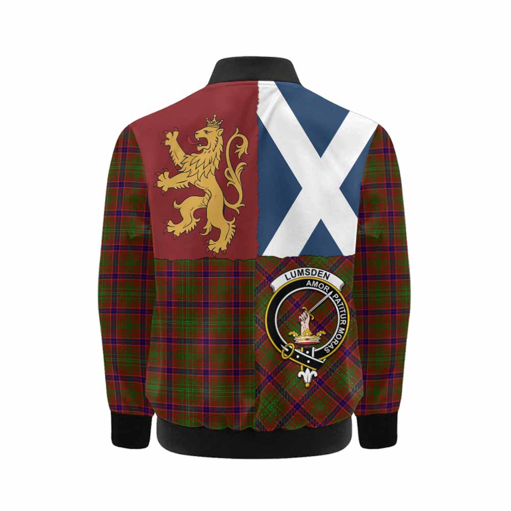 Lumsden Crest Tartan Kid Bomber Jacket with Lion Rampant Saltire Style - Tartan Vibes Clothing