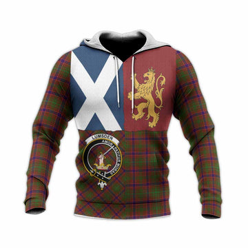 Lumsden Crest Tartan Knitted Hoodie with Lion Rampant Saltire Style