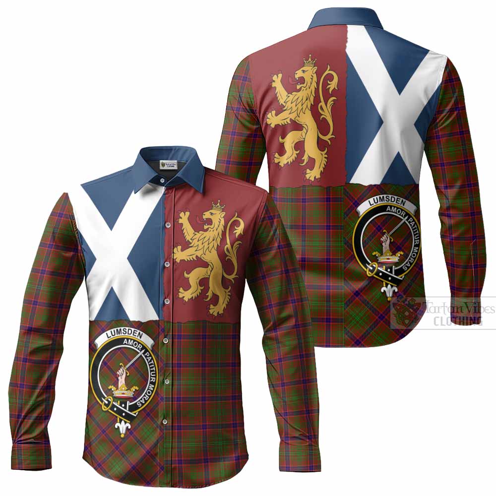 Lumsden Crest Tartan Long Sleeve Button Shirts with Lion Rampant Saltire Style