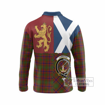 Lumsden Crest Tartan Long Sleeve Polo Shirt with Lion Rampant Saltire Style