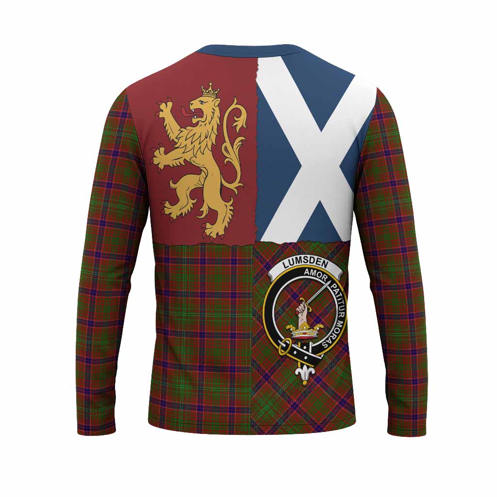 Lumsden Crest Tartan Long Sleeve T-Shirt with Lion Rampant Saltire Style