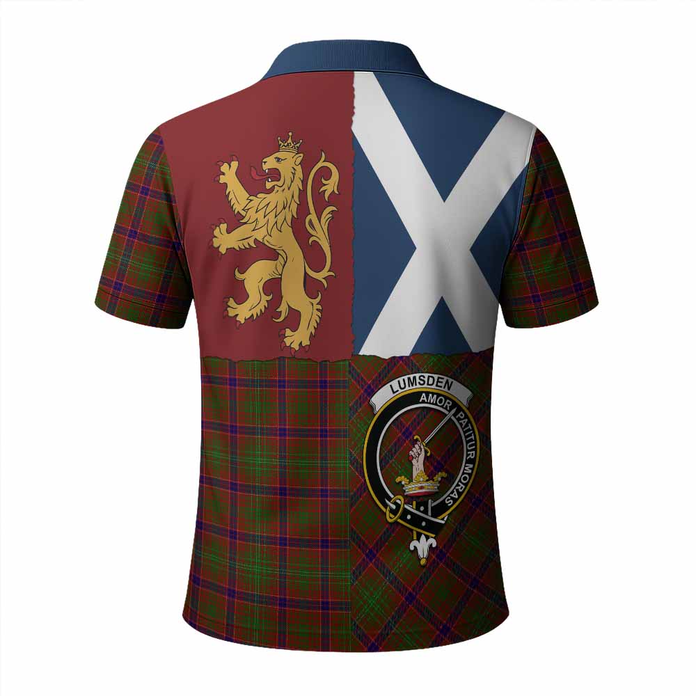 Lumsden Crest Tartan Polo Shirt with Lion Rampant Saltire Style