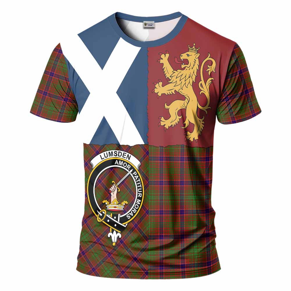 Lumsden Crest Tartan T-Shirt with Lion Rampant Saltire Style