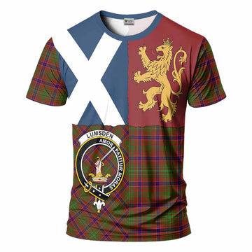 Lumsden Crest Tartan T-Shirt with Lion Rampant Saltire Style