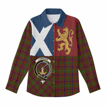 Lumsden Crest Tartan Women Casual Shirt with Lion Rampant Saltire Style