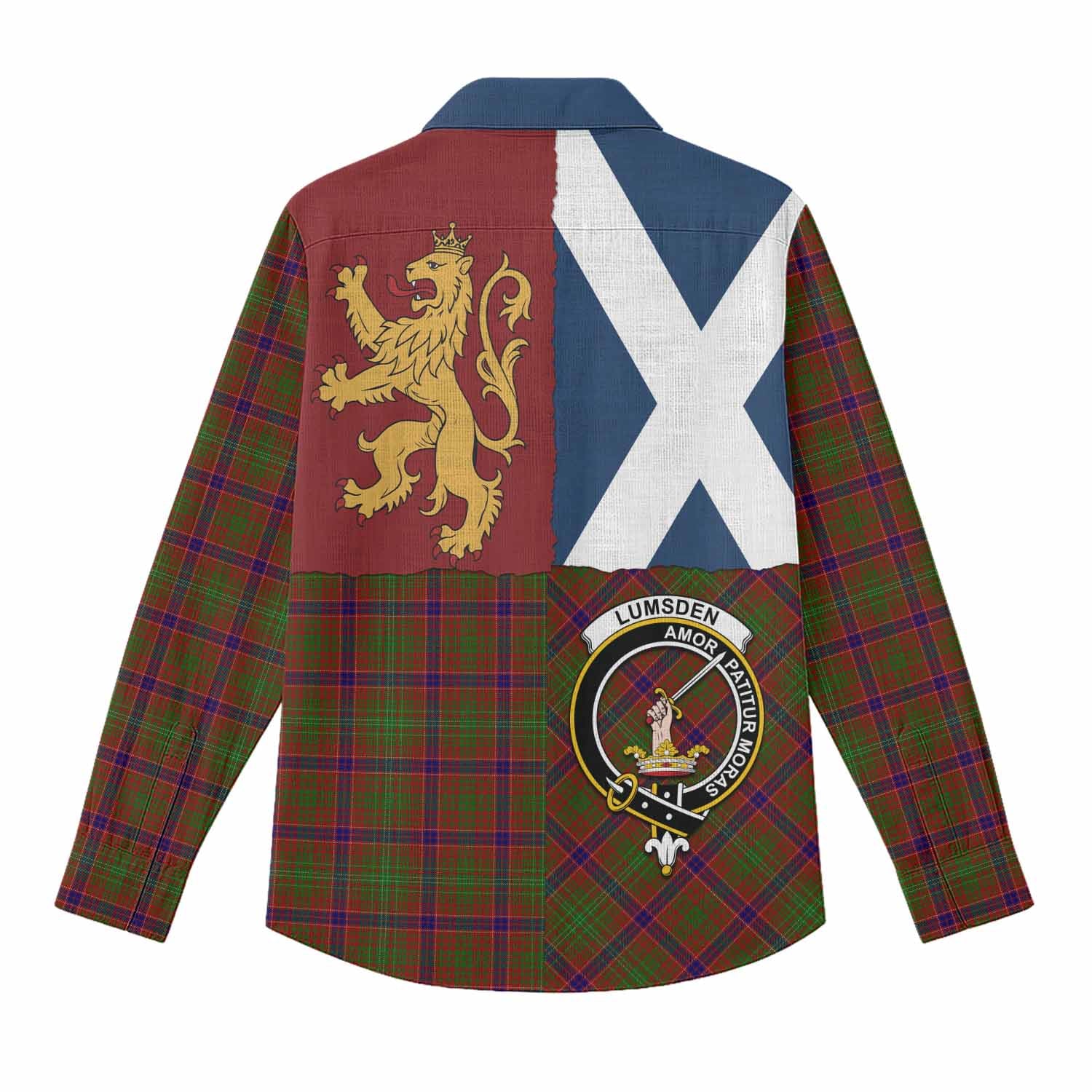 Lumsden Crest Tartan Women Casual Shirt with Lion Rampant Saltire Style