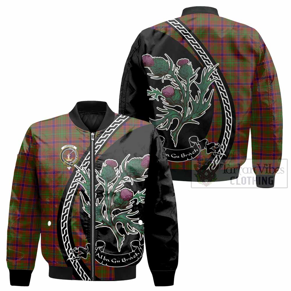 Lumsden Family Crest Tartan Bomber Jacket Alba Thistle Inspired - Tartan Vibes Clothing