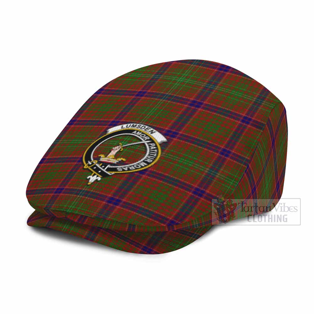Lumsden Family Crest Tartan Jeff Cap, Tartan Flat Cap