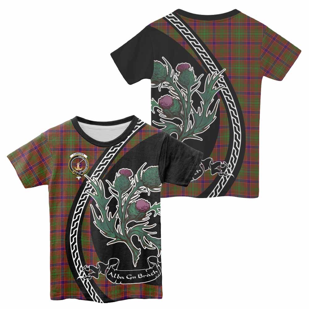 Lumsden Family Crest Tartan Kid T-shirt Alba Thistle Inspired - Tartan Vibes Clothing