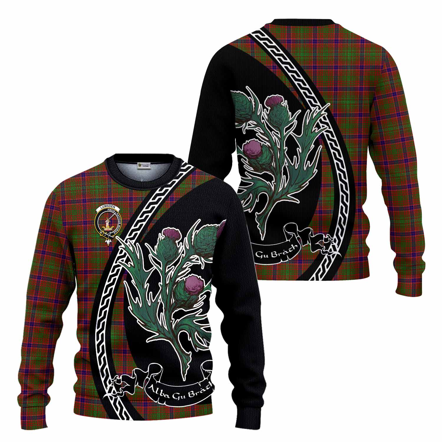 Lumsden Family Crest Tartan Knitted Sweater Alba Thistle Inspired - Tartan Vibes Clothing
