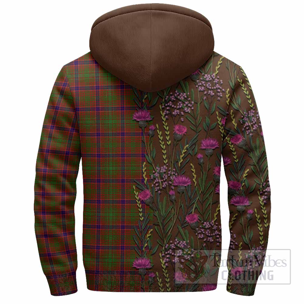 Lumsden Family Crest Tartan Sherpa Hoodie Scottish Thistle Flower Pattern Half Style - Tartan Vibes Clothing