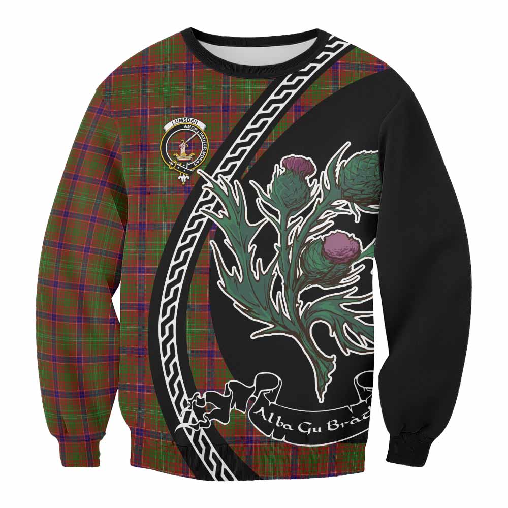 Lumsden Family Crest Tartan Sweatshirt Alba Thistle Inspired - Tartan Vibes Clothing