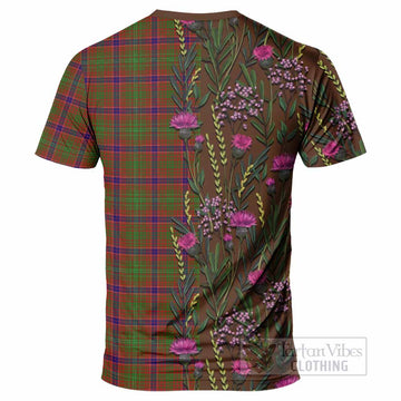 Lumsden Family Crest Tartan T-Shirt Scottish Thistle Flower Pattern Half Style - Tartan Vibes Clothing