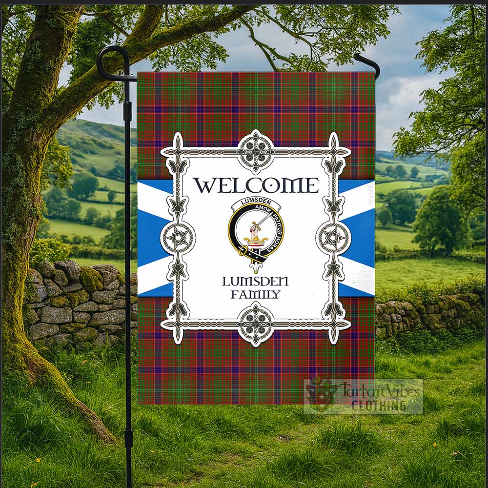 Lumsden Family Crest Tartan Welcome Garden Flag Saltire Harmony Style - Tartan Vibes Clothing