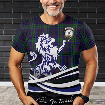 Lumsden Green Tartan T-Shirt with Alba Gu Brath Regal Lion Emblem
