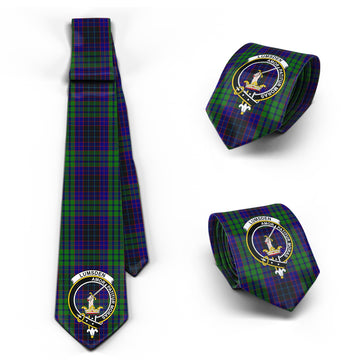 Lumsden Green Tartan Classic Necktie with Family Crest