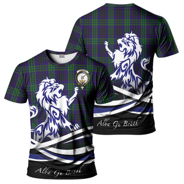 Lumsden Green Tartan T-Shirt with Alba Gu Brath Regal Lion Emblem